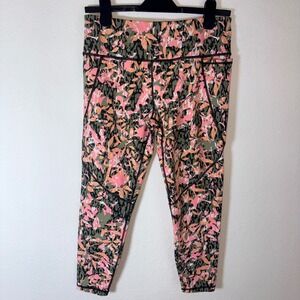 Sweaty Betty Power Leggings Large Pink Camo Excellent 7/8 High Rise Pockets
